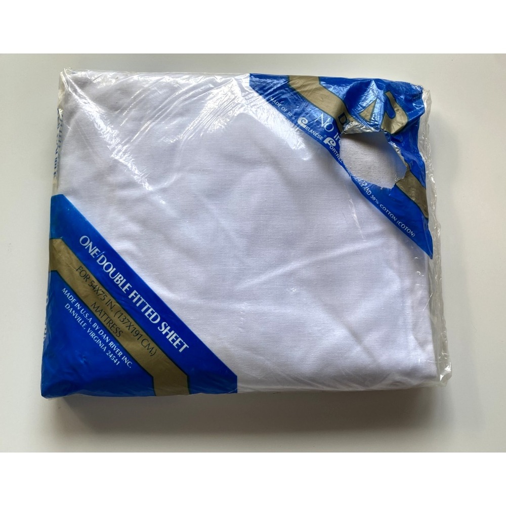 New Vintage Dan River Danville Double Sheet White Fortrel